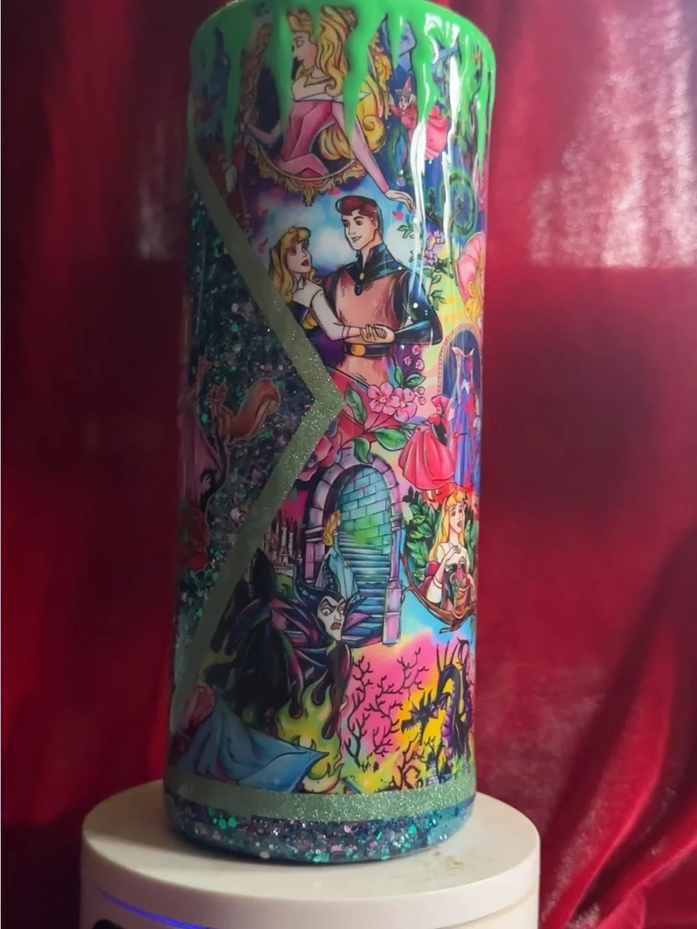 Green and Teal Glitter Princess Accent Tumbler